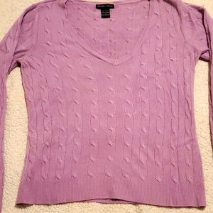 New York & Company purple v-neck cable knit sweater